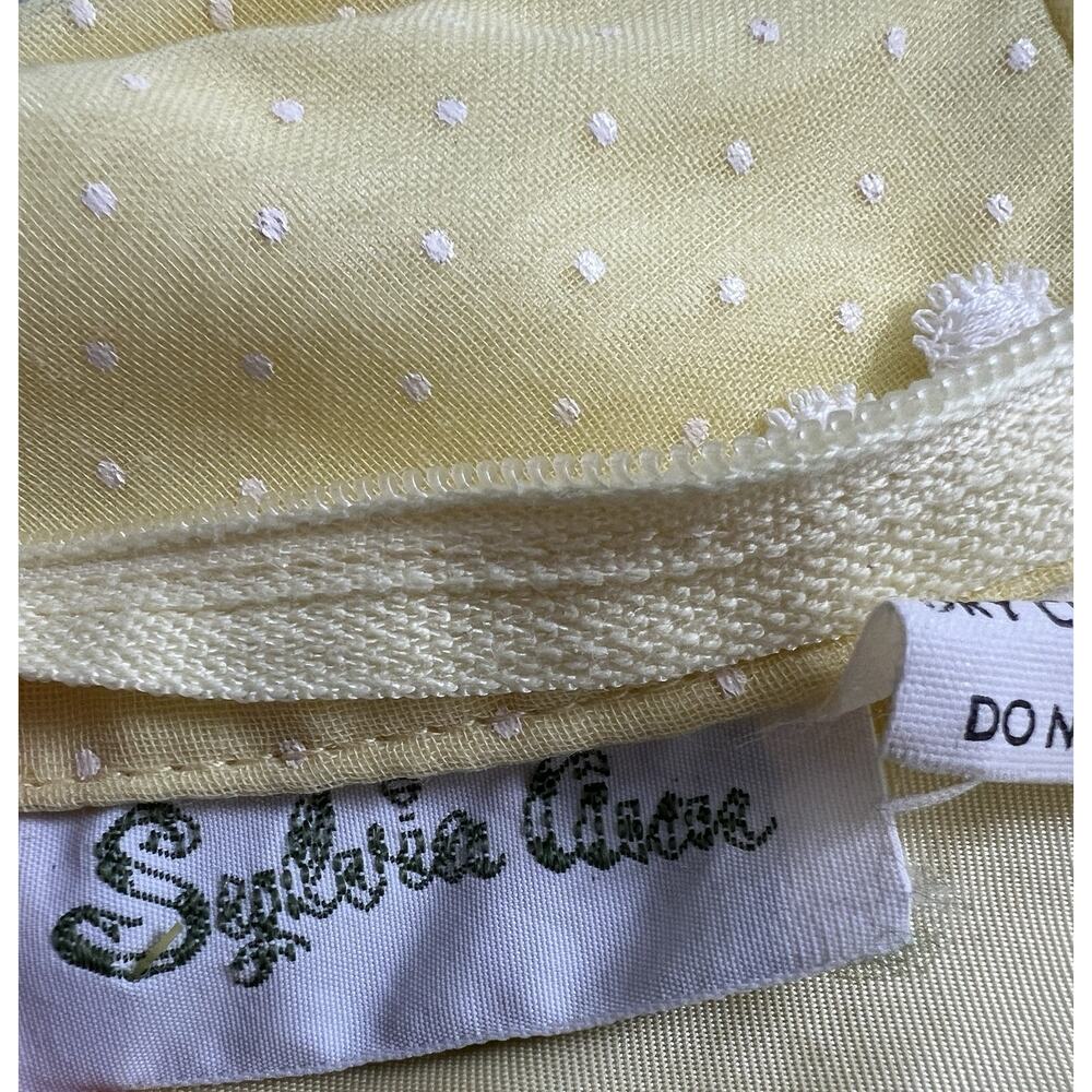 Vintage Sylvia Ann Yellow Swiss Dot Maxi Dress - Picture 12 of 15